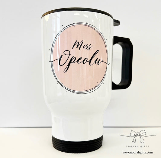 Personalised Travel Mug - Pink Eclipse Design