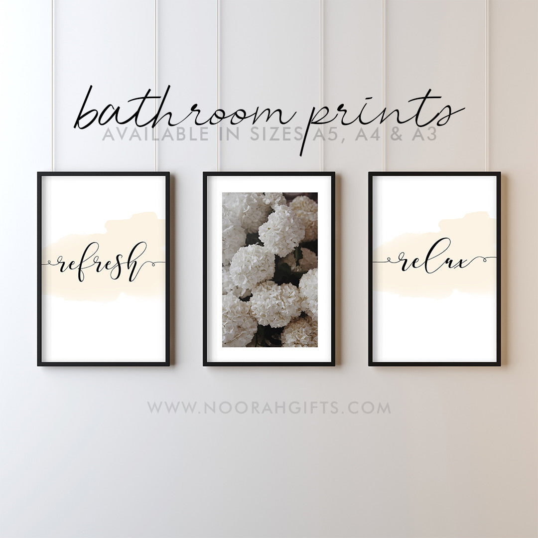 Bathroom Prints + Peony Print - Set of 3