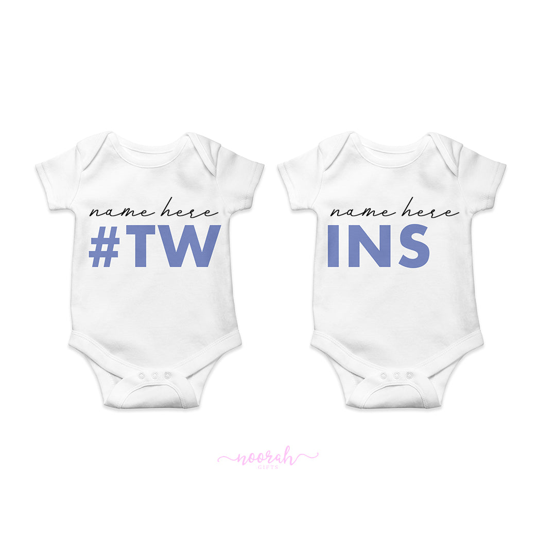 Twins Personalised baby vest (Set of 2)